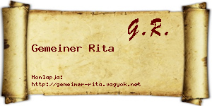 Gemeiner Rita névjegykártya
